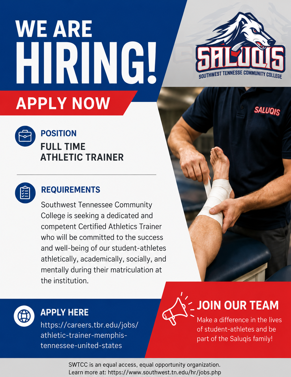 SOUTHWEST IS HIRING - APPLY NOW FOR FULL TIME ATHLETIC TRAINER POSITION
