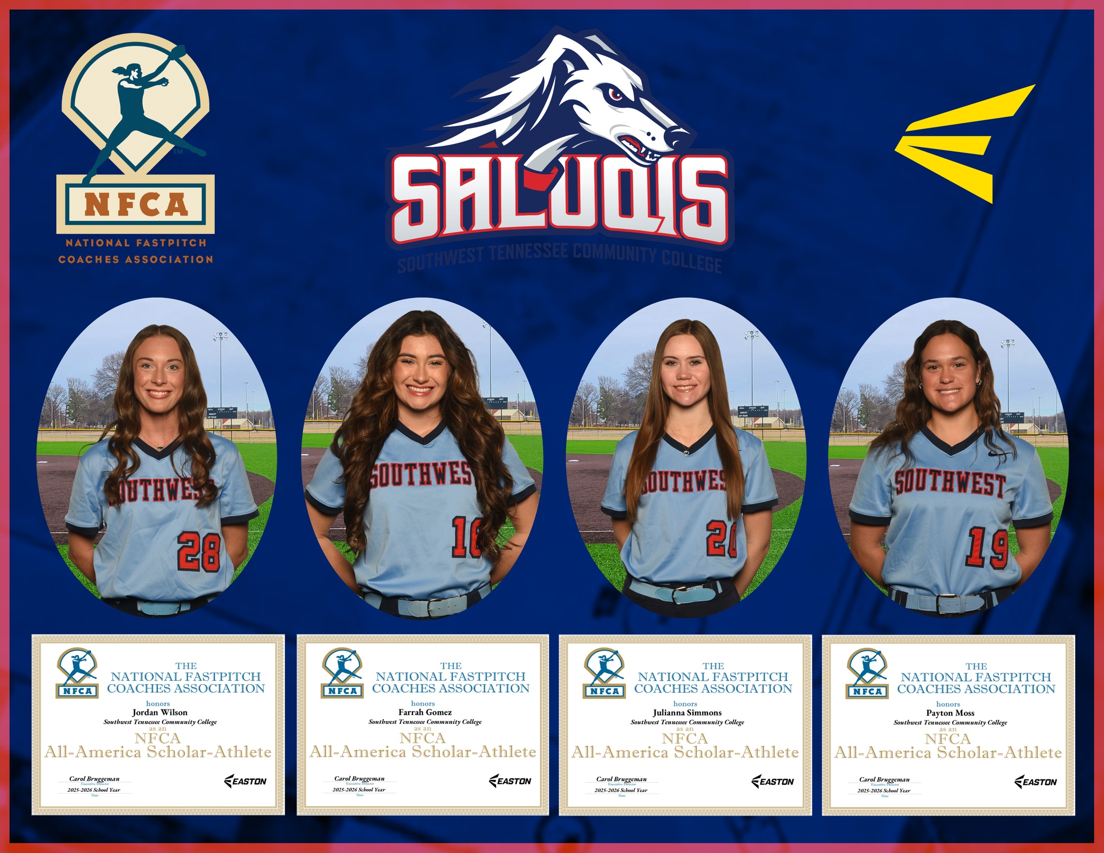 FOUR LADY SALUQI SOFTBALL PLAYERS NAMED EASTON/NFCA ALL-AMERICA SCHOLAR ATHLETE!
